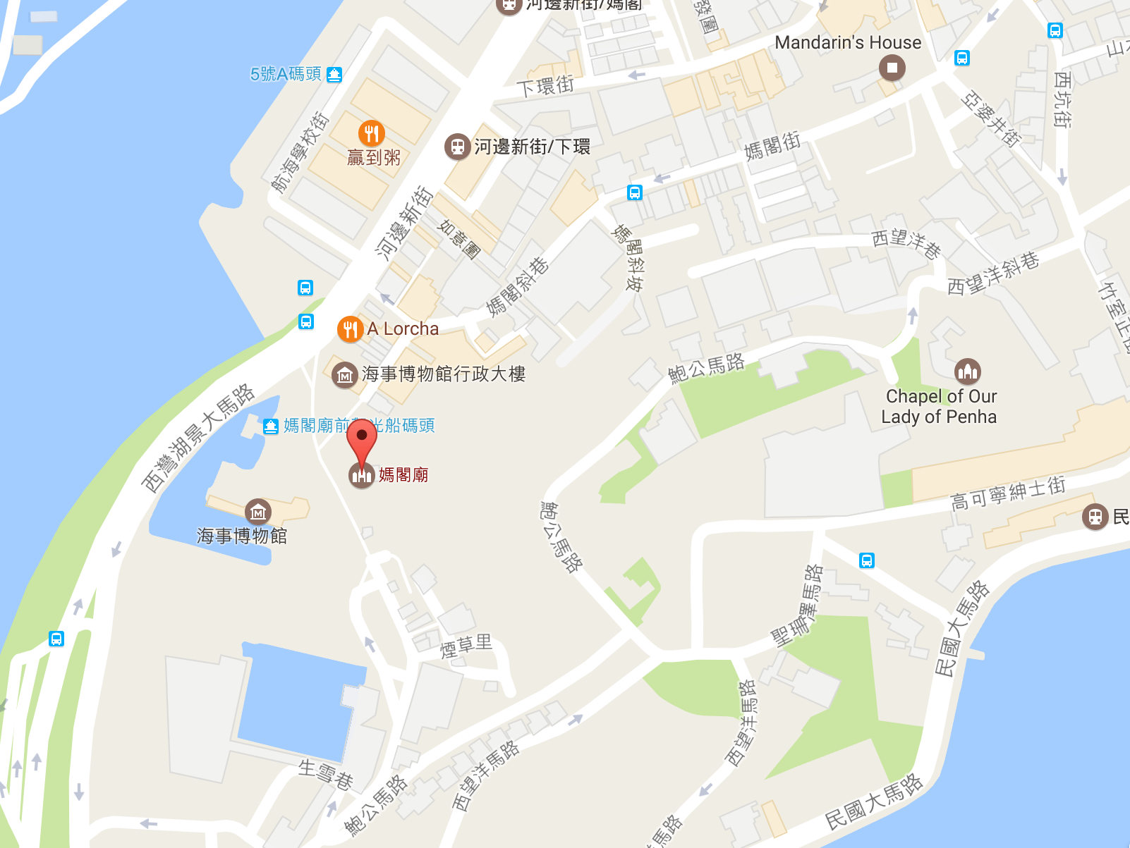 澳門半島南部媽閣廟山